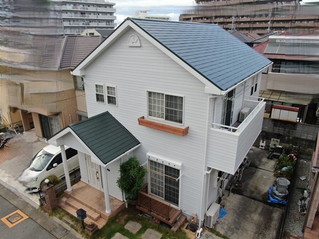 明石市　K様　屋根補修　屋根外壁塗装　施工写真